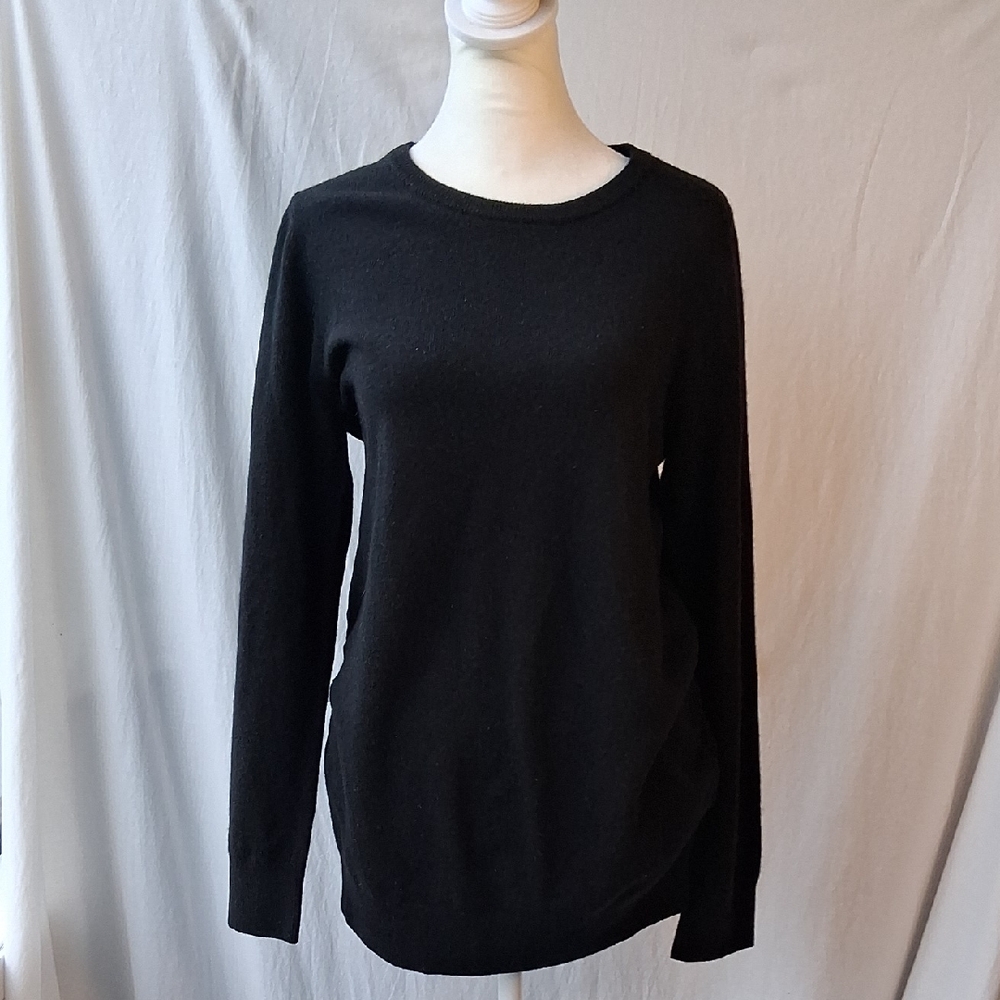 Quince 100% Mongolian Cashmere Maternity Crewneck Sweater Black M - Picture 2 of 8